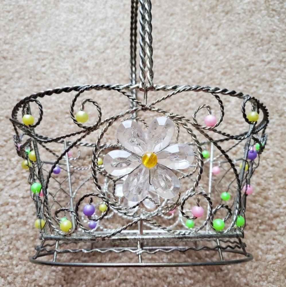 Multi Color Beaded Flower Basket
